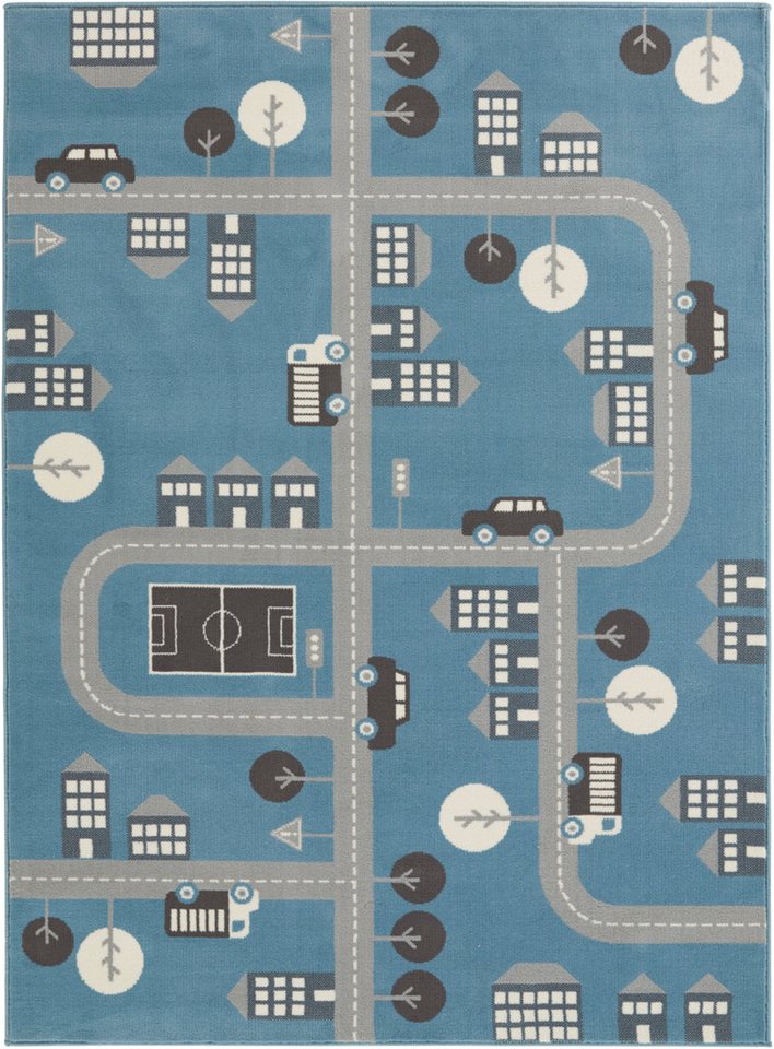 Teppich Town, HANSE Home, rechteckig, Höhe: 0,9 mm, Kurzflor, Kinderteppich, Spielteppich, Straßen Design, Kinderzimmer von HANSE Home