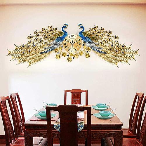 HAODING 3D Pfau Wanddeko Metall, Moderne Wanduhren Wandskulpturen Metall, Kunst Hängen Dekoration Ornament Für Wohnzimmer Schlafzimmer Gang Hintergrund Wandverzierung,165x60cm von HAODING