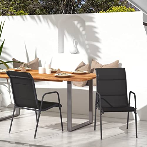 HAPIOL Outdoor-Stühle, 2 Stück, Stahl und Textilene, Schwarz, 51 x 66 x 88 cm, leichtes Design, Gartenstühle, robuste und stabile Struktur, Esszimmerstühle, wetterfest und leicht zu reinigen von HAPIOL