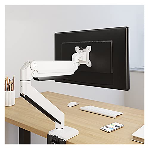 HASMI Monitor Halterung Desktop-Monitor-Standarm-Single-Monitor-Schreibtischmontage mit Gasfeder for 17-`-4-40'''-Monitore, Hochleistungsmonitorständer, hält bis zu 1-15 kg Monitor Arme (Color : Wit) von HASMI