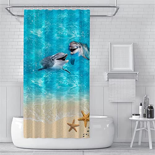 HATEGE Duschvorhang Anti-Schimmel Delfin 3D Duschvorhänge 120x200 Ozean Duschvorhang Textil Waschbar Wsserdicht für Badezimmer Badewanne Badevorhang Bad von HATEGE
