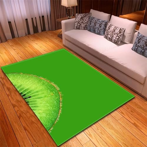 HATEGE Teppich Wohnzimmer 60 x 120 cm Waschbar Kiwi, Outdoor Teppiche Kurzflor 3D Grün, Carpet Flauschig Kiwi 1361AZ von HATEGE
