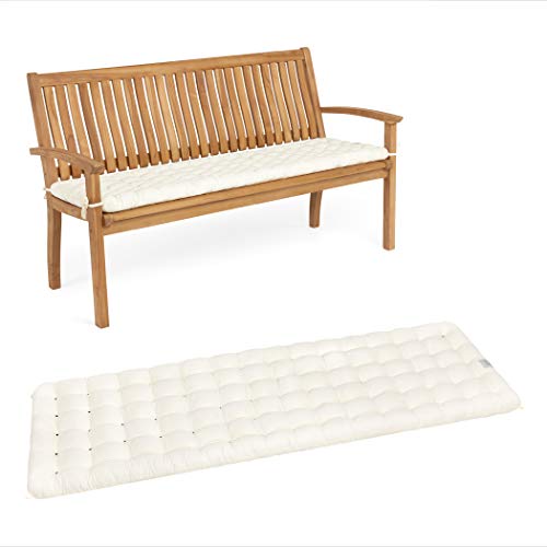 HAVE A SEAT Living - Gartenbank Auflage, Bequemes Sitzbank Polster - Orthopädisches Bank Sitzkissen, Waschbar bis 95°C, Made in Germany (Weiß, 100x48 cm - 1x) von HAVE A SEAT Living