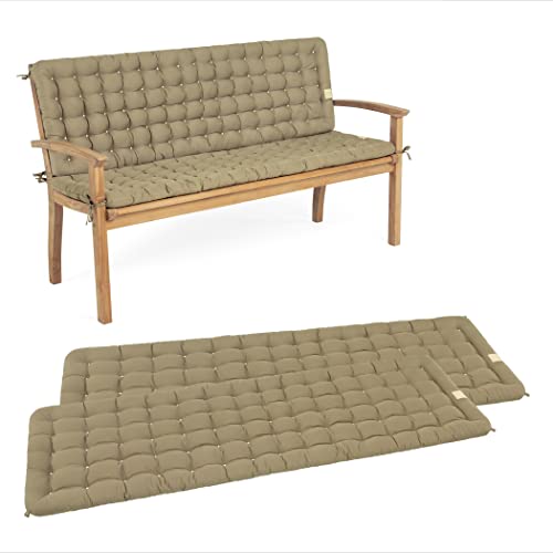 HAVE A SEAT Living - Gartenbank Auflage mit Rückenteil, Bequemes Sitzbank Polster Set - Orthopädisches Bank Sitzkissen, Waschbar bis 95°C, Made in Germany (Goldbraun, 140x48 cm - 2X) von HAVE A SEAT Living