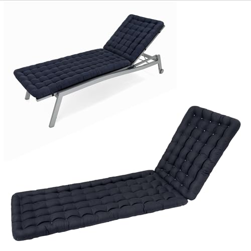 HAVE A SEAT Living - Liegenauflage 200x60 cm, 8 cm Dick- Bequeme Auflage Gartenliege - Orthopädische Polsterauflage Sonnenliege, Waschbar bis 95°C (200x60 cm, Marine Blau) von HAVE A SEAT Living