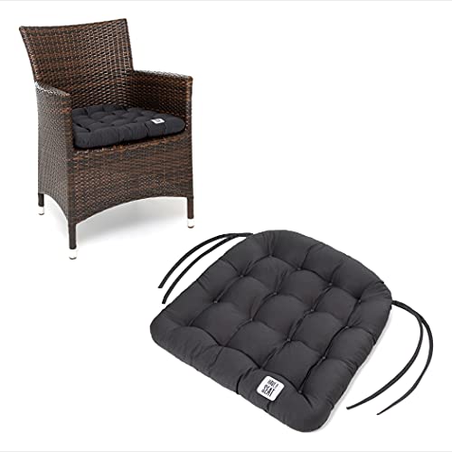 HAVE A SEAT Living - Sitzkissen 48x46 cm (6 St.) - Outdoor Sitzpolster Rattanstuhl - Bequeme, Orthopädische Gartenstuhl Sitzauflage - Waschbar bis 95°C (Grau/Anthrazit, 6er Set - 48x46 cm) von HAVE A SEAT Living