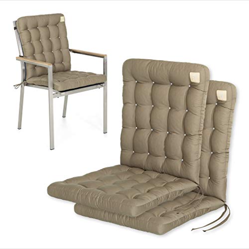 HAVE A SEAT Luxury | Gartenstuhlauflagen - Niedriglehner Polster Auflage, waschbar bei 95°C, Trockner geeignet, Sitzauflage für Gartenstuhl (2er Set - 100x48 cm, Goldbraun) von HAVE A SEAT