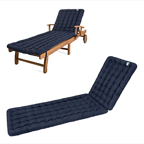 HAVE A SEAT Luxury - Liegenauflage, Auflage Gartenliege (Marine-Blau) 200 x 60 cm, 8 cm dick, waschbar bei 95°C, Trockner geeignet, Bequeme Polsterauflage für Sonnenliege, Liegestuhl, Relaxliege von HAVE A SEAT