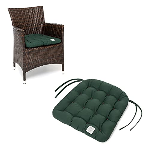 HAVE A SEAT Luxury - Sitzkissen Outdoor, Sitzpolster Gartenstuhl, Sitzauflage Rattanstuhl, bequem, robust, pflegeleicht, waschbar bei 95°C, Trockner geeignet (6er Set - 48x46 cm, Moosgrün) von HAVE A SEAT