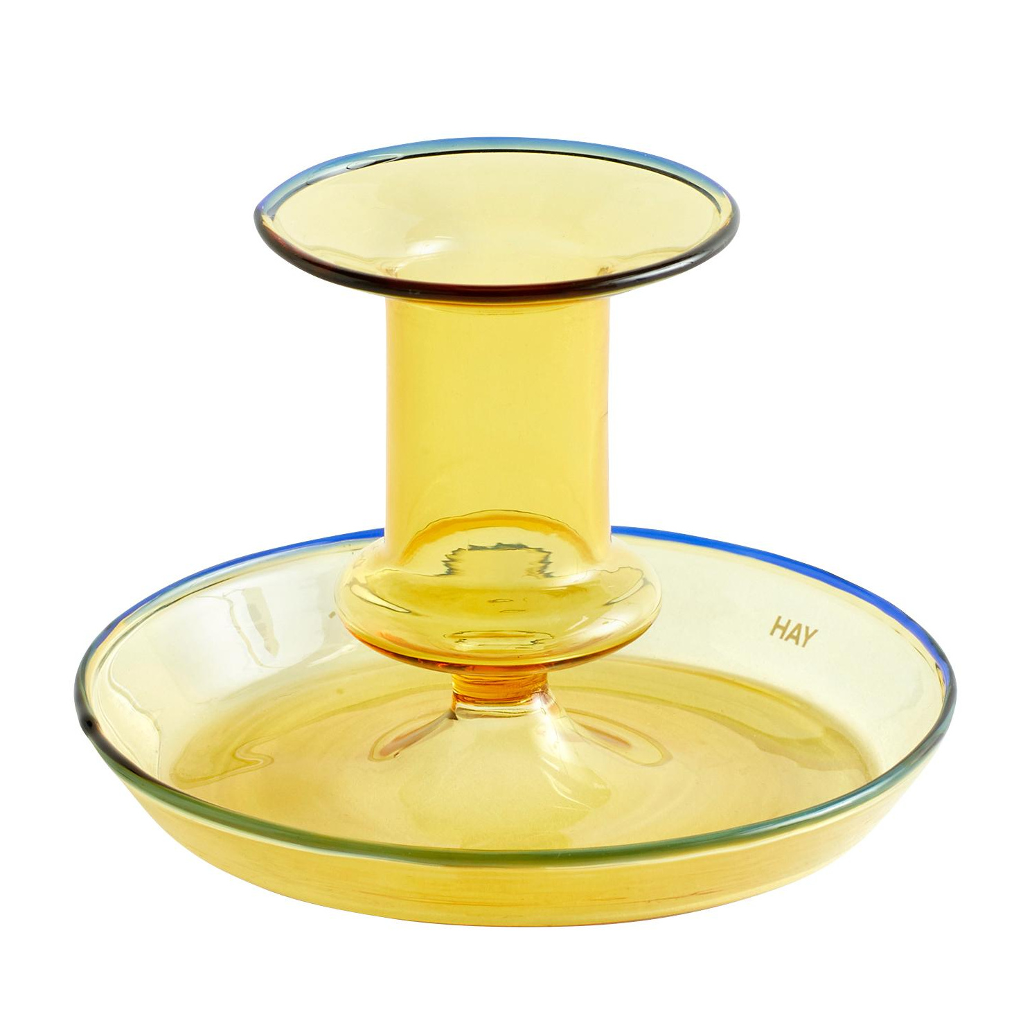HAY - Flare Kerzenhalter - gelb/Borosilikatglas/transparent/H 7,5cm/Ø 11cm von HAY