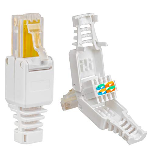 1x RJ45 Cat 5e Netzwerkstecker mit vergoldeten Kontakten cat.5e LAN Crimpstecker Gigabit Connector für Patchkabel, Verlegekabel CAT7 CAT6A CAT5 Kompatibel Werkzeugfrei Werkzeuglos DSL Stecker UTP von HB-DIGITAL