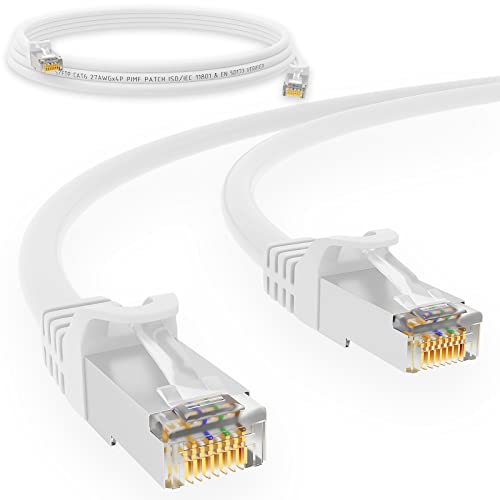 HB-DIGITAL 0,25m Netzwerkkabel LAN CAT.6 Kabel - Übertragungsgeschwindigkeit bis zu 1 Gbit/s - RJ45 Stecker 25cm cat 6 Weiß Kupfer Profi S/FTP Cat6 Ethernet Cable Patchcable Switch Router Modem von HB-DIGITAL