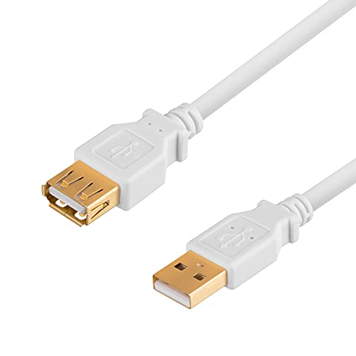 HB-DIGITAL 1,8m USB Verlängerungskabel USB-A Stecker auf USB-A Buchse vergoldet Shielded High Speed Cable 2.0 (A plug - A socket) zum Kabelverlängern Drucker PS4 PC Laptop Festplatte Ladegeräte von HB-DIGITAL