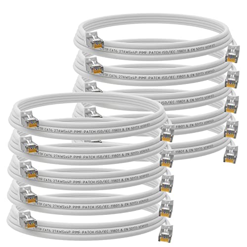 HB-DIGITAL 10x 0,5m Netzwerkkabel LAN CAT.6 Kabel - Übertragungsgeschwindigkeit bis zu 1 Gbit/s - RJ45 Stecker 25cm cat 6 Weiß Kupfer Profi S/FTP Cat6 Ethernet Cable Patchcable Switch Router Modem von HB-DIGITAL