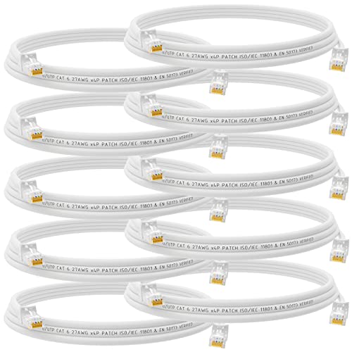 HB-DIGITAL 10x 1m Netzwerkkabel LAN CAT.6 Kabel - Übertragungsgeschwindigkeit bis zu 1 Gbit/s - RJ45 Stecker 100cm cat 6 Weiß Kupfer Profi U/UTP Cat6 Ethernet Cable Patchcable Switch Router Modem von HB-DIGITAL