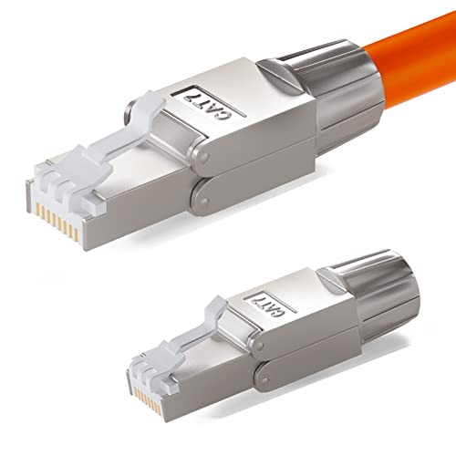 HB-DIGITAL 2x CAT.7 RJ-45 Netzwerkstecker NS-7 auf Schneidklemme (LSA) vergoldete Kontakte LAN Gigabit Connector werkzeuglos Crimpen für Patchkabel Verlegekabel CAT8 CAT7 CAT6a DSL Internet STP von HB-DIGITAL