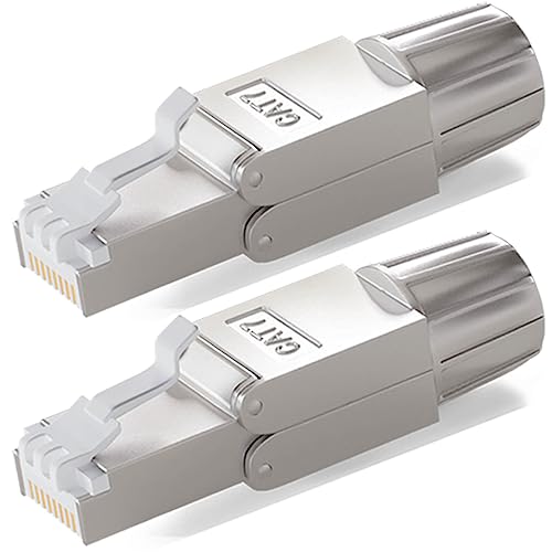 HB-DIGITAL 2x CAT.7 RJ-45 Netzwerkstecker auf Schneidklemme (LSA) *vergoldete Kontakte (50u)* LAN Gigabit Connector werkzeuglos Crimpen für Verlegekabel CAT8 CAT7 CAT6a DSL Internet Ethernet von HB-DIGITAL