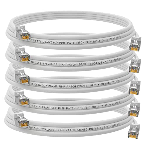 HB-DIGITAL 5x 0,25m Netzwerkkabel LAN CAT.6 Kabel - Übertragungsgeschwindigkeit bis zu 1 Gbit/s - RJ45 Stecker 25cm cat 6 Weiß Kupfer Profi S/FTP Cat6 Ethernet Cable Patchcable Switch Router Modem von HB-DIGITAL