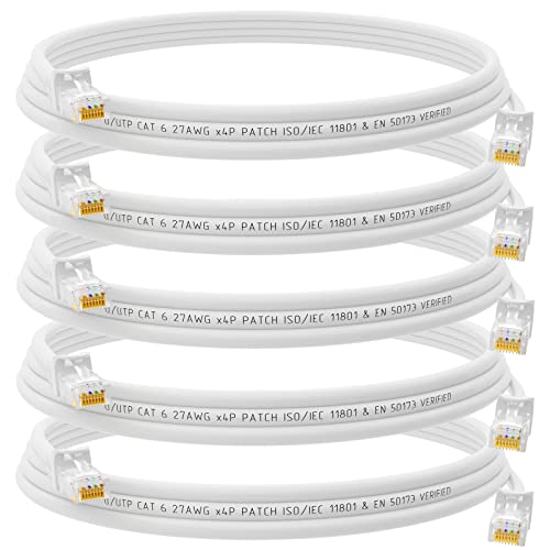 HB-DIGITAL 5x 0,5m Netzwerkkabel LAN CAT.6 Kabel - Übertragungsgeschwindigkeit bis zu 1 Gbit/s - RJ45 Stecker 50cm cat 6 Weiß Kupfer Profi U/UTP Cat6 Ethernet Cable Patchcable Switch Router Modem von HB-DIGITAL