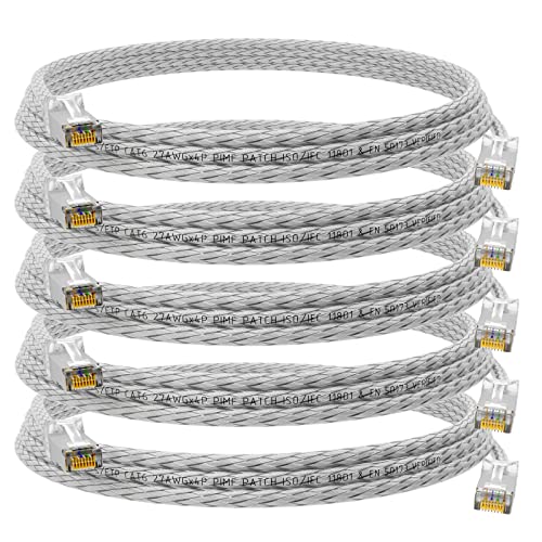 HB-DIGITAL 5x 1m Netzwerkkabel LAN CAT.6 Kabel - Übertragungsgeschwindigkeit bis zu 1 Gbit/s - RJ45 Stecker 25cm Transparent Kupfer Profi S/FTP Cat6 Ethernet Cable Patchcable Switch Router Modem von HB-DIGITAL