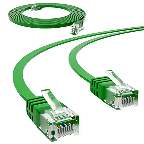 HB-DIGITAL 7,5m Netzwerkkabel LAN Flach Patchkabel mit RJ45 Stecker Kupfer PROFI Slim flexibel für Gigabit Ethernet kompatibel mit PC, Router, Switch, Modem, TV, Spiel Konsole Grün von HB-DIGITAL