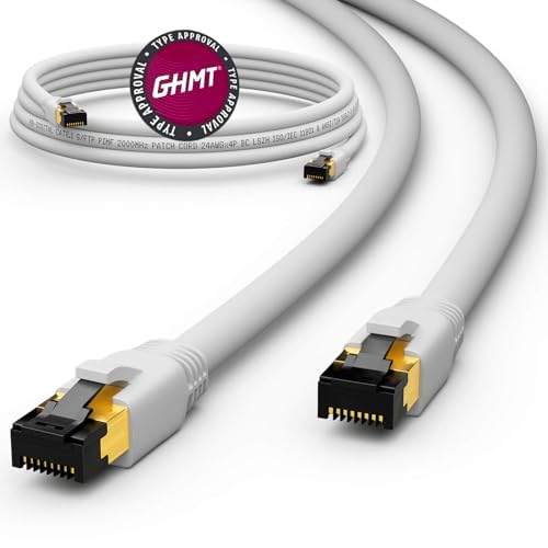 HB-DIGITAL 3m CAT 8.1 Netzwerkkabel S/FTP LSZH Weiß 40 Gbits | LAN Patchkabel Gigabit RJ45 Stecker Ethernet Data Cable | 40000 Mbits Übertragungsgeschwindigkeit PIMF 2000 MHz Cat.6 Cat.7 Cat.8 von HB-DIGITAL