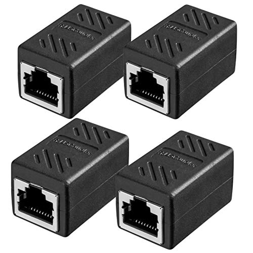 HB-DIGITAL RJ45 Kabelverbinder 4 Stück CAT6A kupplung LAN Verbinder Ethernet Netzwerkkabel Patchkabel Kupplung Kabel Adapter 2X RJ45 Buchse Vollgeschirmt DSL coupler Schwarz Modular Doppelbuchse von HB-DIGITAL