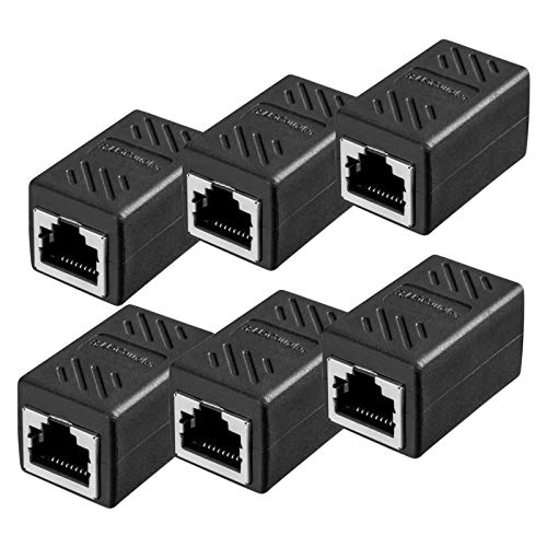 HB-DIGITAL RJ45 Kabelverbinder 6 Stück CAT6A kupplung LAN Verbinder Ethernet Netzwerkkabel Patchkabel Kupplung Kabel Adapter 2X RJ45 Buchse Vollgeschirmt DSL coupler Schwarz Modular Doppelbuchse von HB-DIGITAL