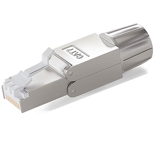 HB-DIGITAL 1x CAT.7 RJ-45 Netzwerkstecker auf Schneidklemme (LSA) *vergoldete Kontakte (50u)* LAN Gigabit Connector werkzeuglos Crimpen für Verlegekabel CAT8 CAT7 CAT6a DSL Internet Ethernet von HB-DIGITAL