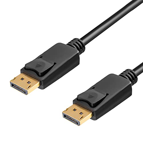 hb-digital 2m DisplayPort 1.2 Anschlusskabel DP Stecker auf DP Stecker 4K 2K Auflösung 21,6 Gbit/s HDR vergoldete Kontakte Arretierungsverschluss - Grafikkarte PC Monitor IPTV Box HDTV 1080p schwarz von HB-DIGITAL