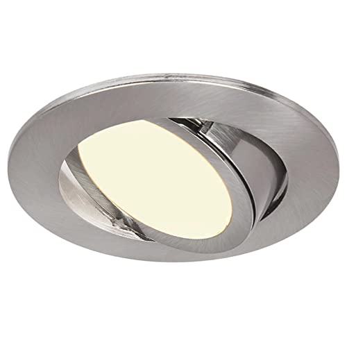 HCFEI 1er set LED Einbaustrahler dimmbar matt-chrom schwenkbar 5W flach 230V Einbau-Spot Strahler Einbauspot 68mm Bohrloch, 120°Abstrahlwinkel (Warmweiß 3000K) von HCFEI