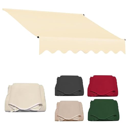 HCZION Große Markise Ersatzstoffe Außen Sonnenschutz Stoff, Terrassenmarkise Ersatz Markisenschutz Wasserdichter Schirm, Restaurant Balkon Fenster Tür Leinwand(Color:Beige,Size:10x8ft/300x245cm) von HCZION