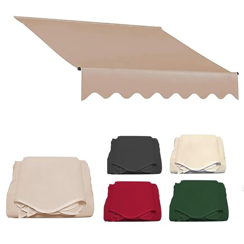 HCZION Große Markise Ersatzstoffe Außen Sonnenschutz Stoff, Terrassenmarkise Ersatz Markisenschutz Wasserdichter Schirm, Restaurant Balkon Fenster Tür Leinwand(Color:Khaki,Size:10x8ft/300x245cm) von HCZION