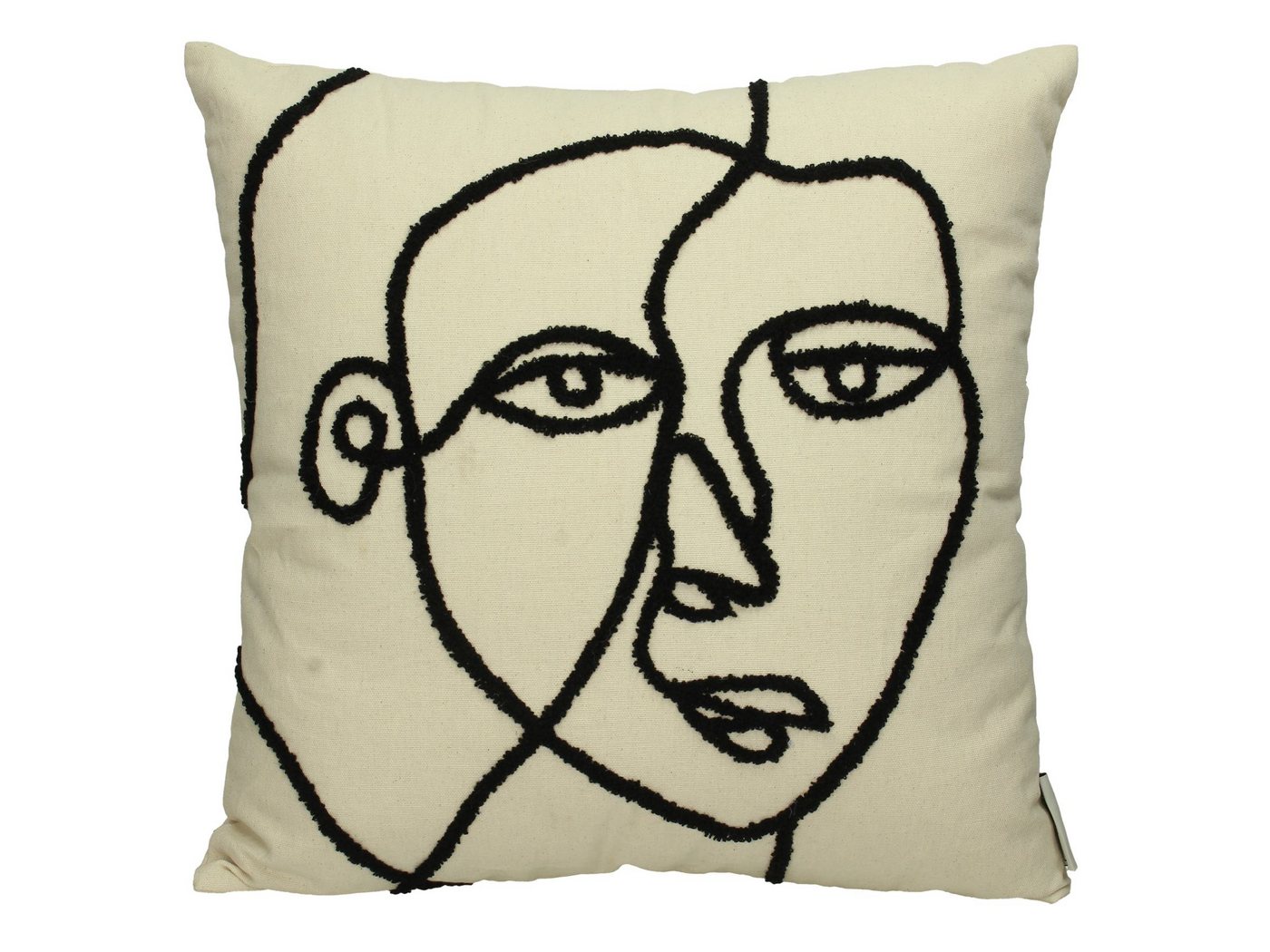 HD Collection Dekokissen Modernes Dekokissen Face, Zierkissen mit Gesicht, 45x45, offwhite-schwarz, inkl. Füllung, Modernes Couchkissen Sofakissen. von HD Collection