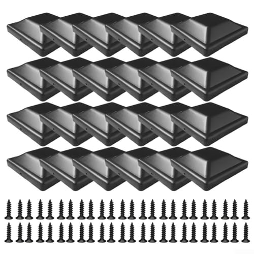 Verbessern Sie Ihren Zaun mit schwarzen Kunststoff-Deckpfostenabdeckungen, einfache Installation (24 Stück) von HEBEOT