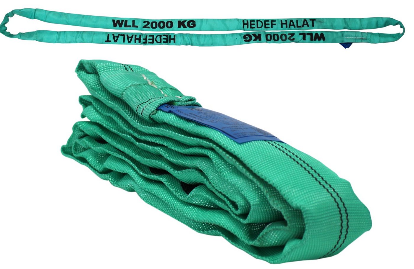 HEDEF HALAT Rundschlinge mit Einfachmantel 2 Tonnen 10 Meter SF: 7/1 DIN EN 1492-2 Hebeband, Rundschlingen Bandschlinge Hebegurt 10 m (umfang 20 m) von HEDEF HALAT
