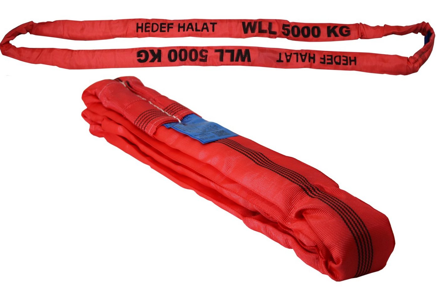 HEDEF HALAT Rundschlinge mit Einfachmantel 5 Tonnen 5 Meter SF: 7/1 DIN EN 1492-2 Hebeband, Rundschlingen Bandschlinge Hebegurt 5 m (umfang 10 m) von HEDEF HALAT