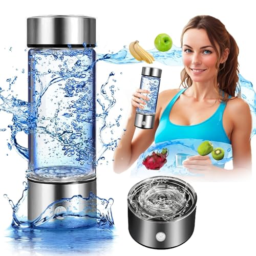 HEDIR 420 ml Wasserstoffwasserflasche 2024 Neue tragbare Wasserstoffwasser -Ionisator -Maschine mit SPE -PEM -Technologie tragbare für Home Office Travel,Silver-420ml von HEDIR