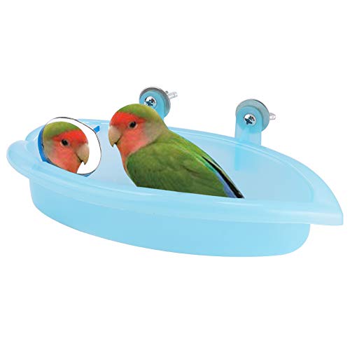 HEEPDD Prächtig Vogelbad mit Spiegel, hellblaues Papageienbad für Sardellen, Sittiche, Papageien, NymphensittichVogeltränkenzubehör von HEEPDD