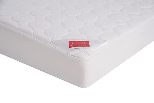 HEFEL Pure Cotton Spannunterbett Matratzenauflage 100% Baumwolle Wabensteppung 450 g/m² weiß 180 x 200 cm von HEFEL