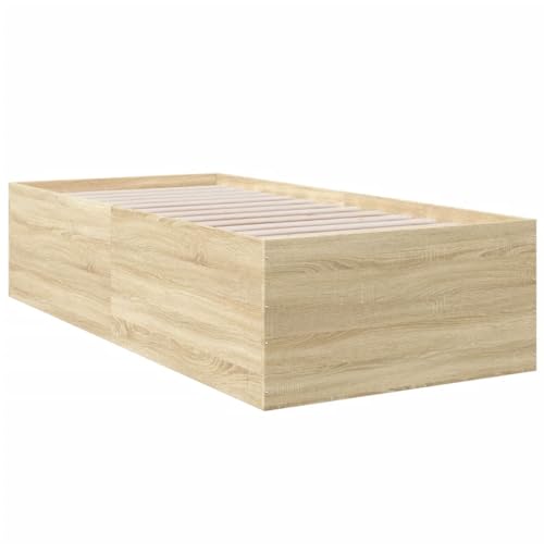 HEFZGDB Bettgestell Sonoma-Eiche 75x190 cm Holzwerkstoff Jugendbett Bed Frame Familienbett Einzelbetten für Herberge Gästezimmer Schlafzimmer Wohnbereich HEFZGDB Bettgestell Sonoma-Eiche 75x190 cm Holzwerkstoff Jugendbett Bed Frame Familienbett Einzelbetten für Herberge Gästezimmer Schlafzimmer Wohnbereich von HEFZGDB
