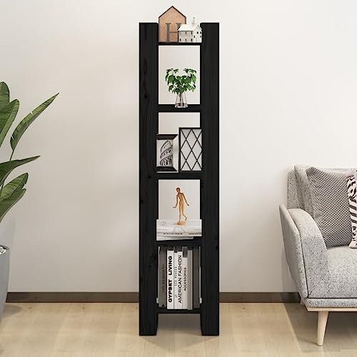 HEFZGDB Bücherregal/Raumteiler Schwarz 41x35x160 cm Massivholz Kiefer Regal Schlafzimmer Bücherregal Klein Cd Regal Küchenschrank für Schlafzimmer Büro Wohnbereich Bibliothek HEFZGDB Bücherregal/Raumteiler Schwarz 41x35x160 cm Massivholz Kiefer Regal Schlafzimmer Bücherregal Klein Cd Regal Küchenschrank für Schlafzimmer Büro Wohnbereich Bibliothek von HEFZGDB