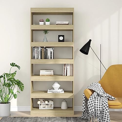 HEFZGDB Bücherregal/Raumteiler Sonoma-Eiche 80x30x198 cm Holzwerkstoff Regal Küche Cd Regal Regale Mehrzweckschrank für Wohnbereich Büro Bibliothek Arbeitszimmer HEFZGDB Bücherregal/Raumteiler Sonoma-Eiche 80x30x198 cm Holzwerkstoff Regal Küche Cd Regal Regale Mehrzweckschrank für Wohnbereich Büro Bibliothek Arbeitszimmer von HEFZGDB