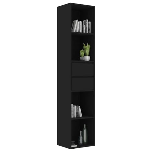 HEFZGDB Bücherregal Schwarz 36x30x171 cm Holzwerkstoff Allzweckschrank Cd Regal Aktenschrank Küchenregal für Büro Wohnbereich Arbeitszimmer Schlafzimmer HEFZGDB Bücherregal Schwarz 36x30x171 cm Holzwerkstoff Allzweckschrank Cd Regal Aktenschrank Küchenregal für Büro Wohnbereich Arbeitszimmer Schlafzimmer von HEFZGDB