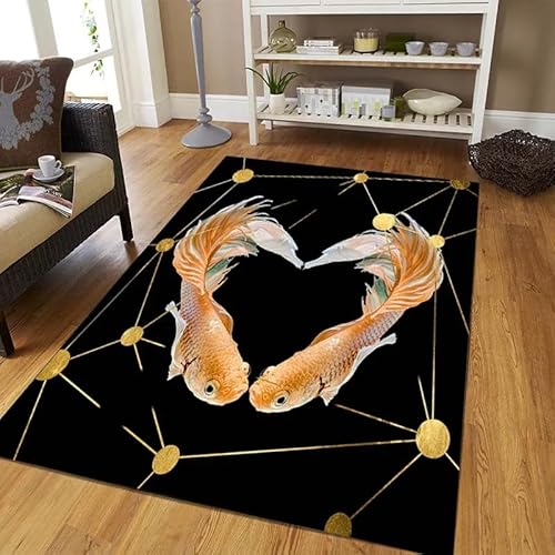 HEHEDITAN Goldfisch Muster Teppich, Wohnzimmer Teppich, Küchenteppich, Heimdekoration 50x70cm von HEHEDITAN