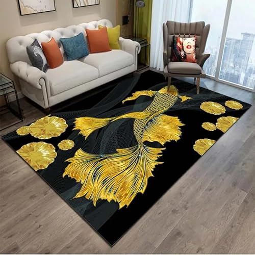 HEHEDITAN Goldfisch Muster Teppich, Wohnzimmer Teppich, Küchenteppich, Heimdekoration 60x90cm von HEHEDITAN