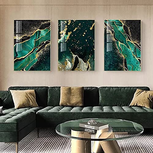 HEHGVCF Abstrakt Grün Marmor Leinwand Poster Marmor Bilder Grün Modern Kunstdruck Marmor Bild auf Leinwand Wohnzimmerdekor Kunst Wandbild Home Decor Ohne Rahmen (Grün,50 x70cm) von HEHGVCF