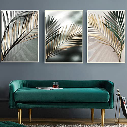 HEHGVCF Leinwand Bilder 3er Set Moderne Wandbild Poster Gold,Wald Grün Leinwand Bilder,Poster, Kunstdruck Wohnzimmer Home Dekoration Bild Gold Grün Leinwand Gemälde 50X70cm Rahmenlos (Grün,50 x70cm) von HEHGVCF