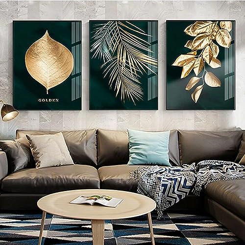 HEHGVCF Modern Einfachheit Pflanzen Leinwand Poster,Schwarzes Gold Bild,Gold Ginkgo Biloba Wandbilder,Bilder für Wohnzimmer Schlafzimmer Deko Gold Rahmenlos (C,40 x 60cm) von HEHGVCF