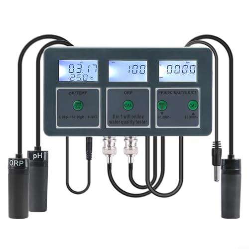 8 In 1 Digital Tuya WiFi Wasserqualitätsprüfer,Wasserqualität Tester,PH, SALT, ORP,S.G, CF, TEMP,EC Messgerät Temperaturmessgerät Für Aquarien, Pools,Sicheres Trinkwasser von HEIBTENY